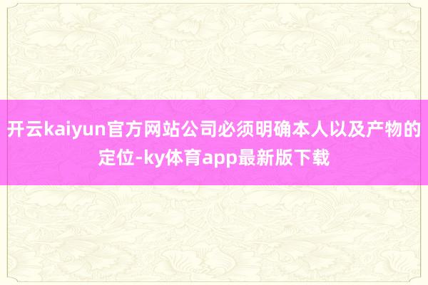 开云kaiyun官方网站公司必须明确本人以及产物的定位-ky体育app最新版下载